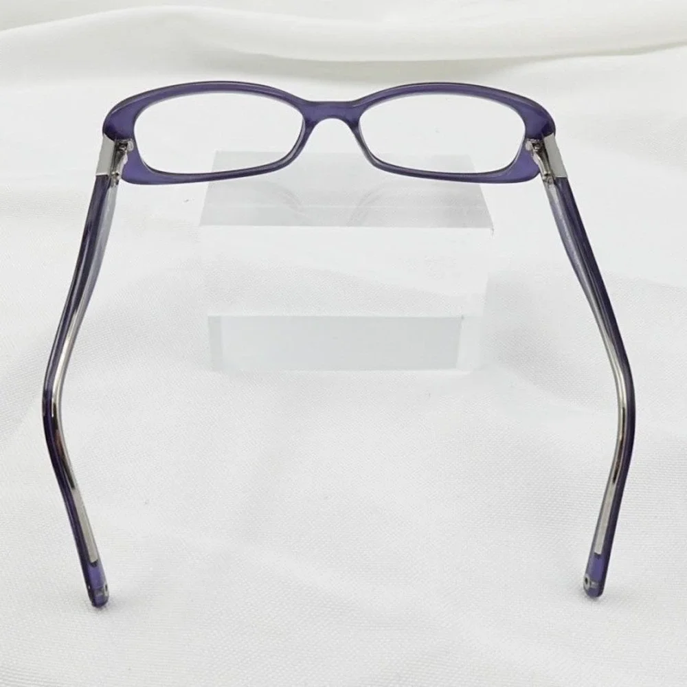 Coach Purple Rectangle Eyeglasses Frames Rhinestone Hard Case Cloth Fiona CE 135